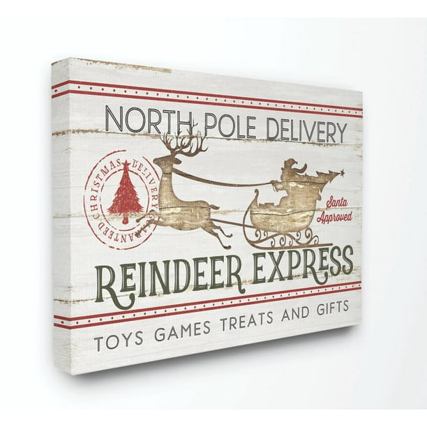 Multi-Color Stupell Industries North Pole Reindeer Wood Texture Holiday Christmas Word Design Wall Plaque 13 x 19 